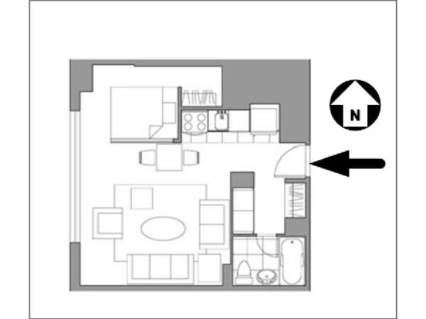 New York Studio avec Alcôve T1 logement location appartement - plan schématique  (NY-14450)