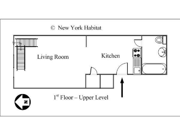 New York 1 Camera da letto - Duplex appartamento - piantina approssimativa dell' appartamento 2 (NY-14467)