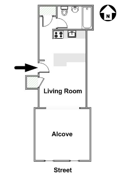 New York Studio avec Alcôve T1 logement location appartement - plan schématique  (NY-14474)