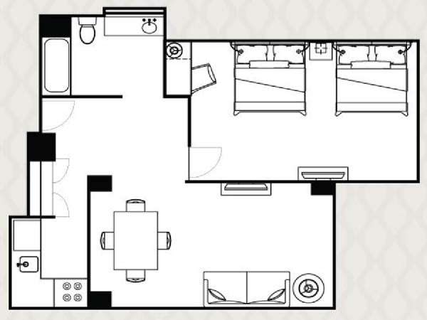 New York 1 Bedroom accommodation - apartment layout  (NY-14494)