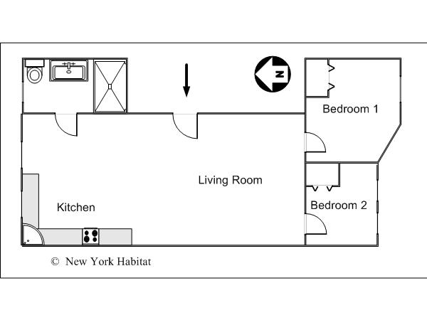 New York T3 logement location appartement - plan sch&eacute;matique  (NY-14499)