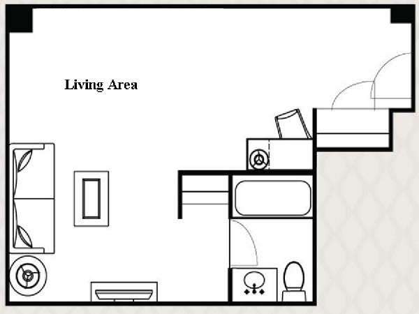New York Studio T1 logement location appartement - plan schématique  (NY-14501)