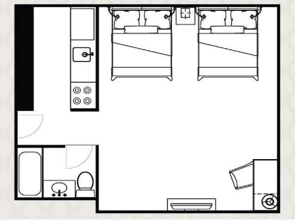 New York Studio T1 appartement location vacances - plan schématique  (NY-14521)