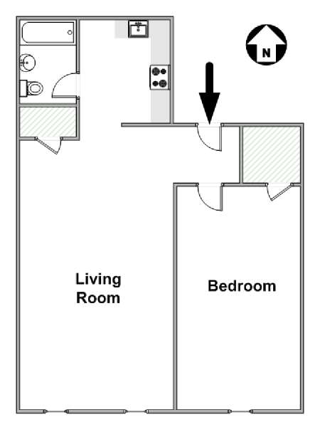 New York 1 Camera da letto appartamento - piantina approssimativa dell' appartamento  (NY-14557)