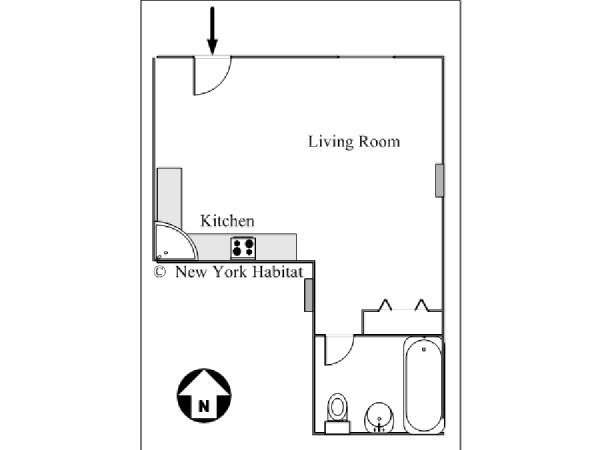New York Studio T1 appartement location vacances - plan schématique  (NY-14579)