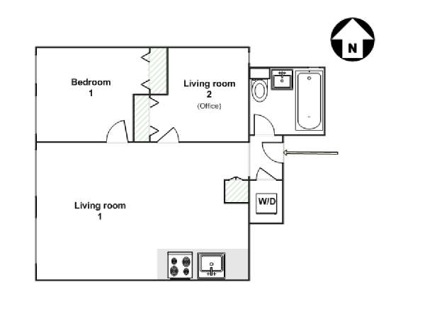 New York 1 Camera da letto appartamento - piantina approssimativa dell' appartamento  (NY-14580)