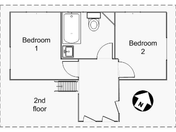 New York 2 Camere da letto stanza in affitto - piantina approssimativa dell' appartamento 2 (NY-14581)