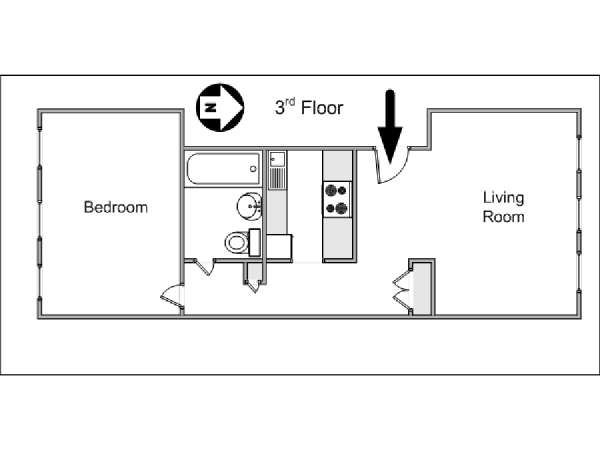 New York 1 Bedroom apartment - apartment layout  (NY-14599)