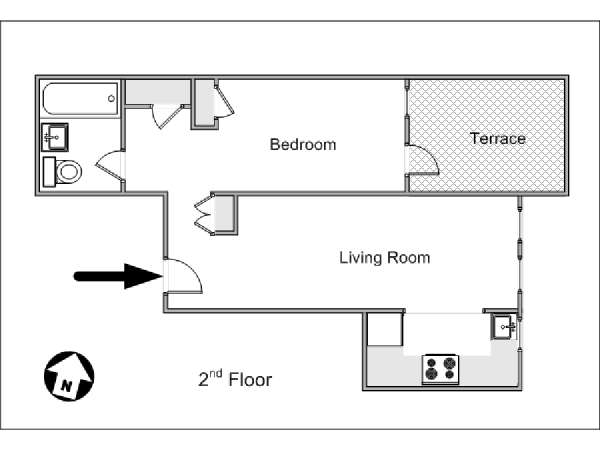 New York 1 Camera da letto appartamento - piantina approssimativa dell' appartamento  (NY-14608)