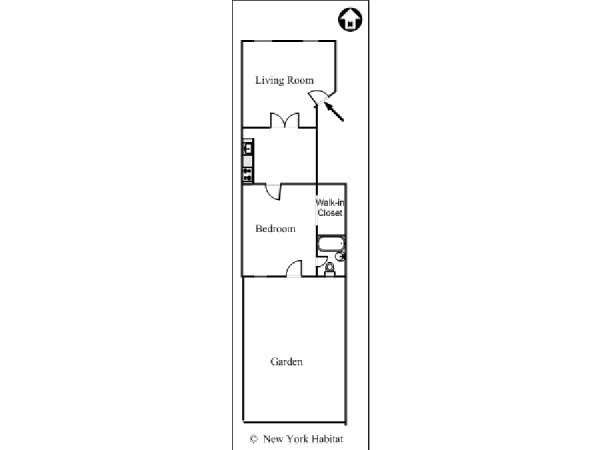 New York 1 Camera da letto appartamento - piantina approssimativa dell' appartamento  (NY-14609)
