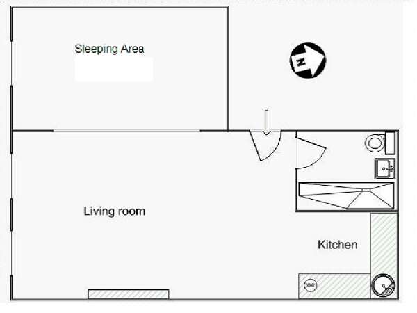 New York Studio avec Alcôve T1 logement location appartement - plan schématique (NY-14618) New York Studio avec Alcôve T1 logement location appartement - plan schématique (NY-14618)