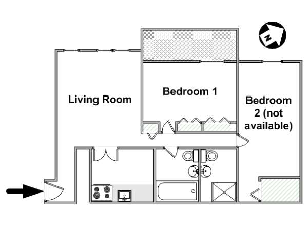 New York 2 Camere da letto stanza in affitto - piantina approssimativa dell' appartamento  (NY-14633)