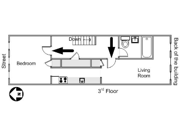 New York 1 Camera da letto appartamento - piantina approssimativa dell' appartamento  (NY-14650)