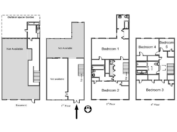 New York 5 Camere da letto stanza in affitto - piantina approssimativa dell' appartamento  (NY-14655)