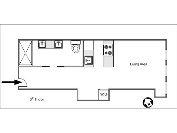 New York Monolocale appartamento - piantina approssimativa dell' appartamento  (NY-14658)