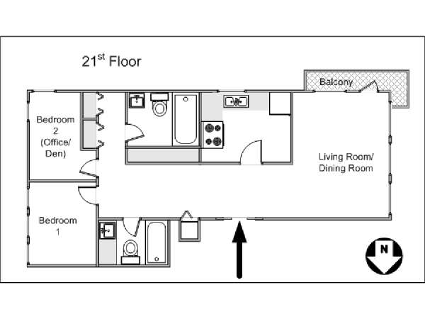 New York 2 Bedroom apartment - apartment layout  (NY-14663)
