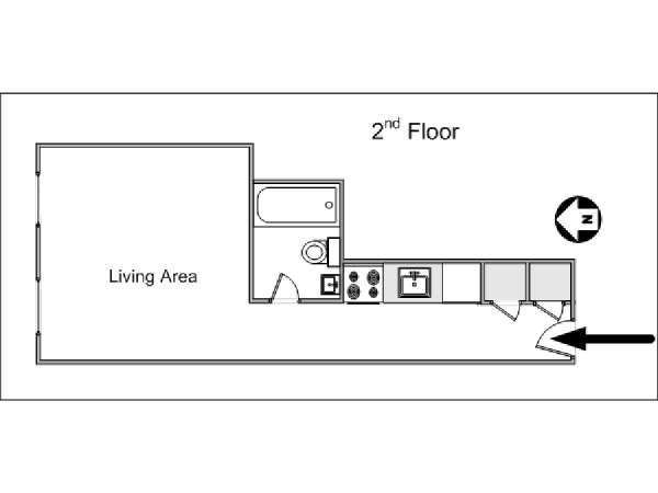New York Monolocale appartamento - piantina approssimativa dell' appartamento  (NY-14672)