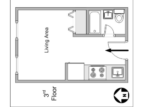 New York Monolocale appartamento - piantina approssimativa dell' appartamento  (NY-14675)