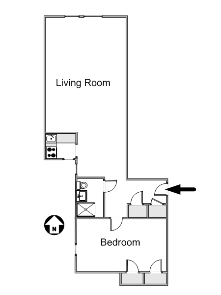 New York T2 logement location appartement - plan sch&eacute;matique  (NY-14685)