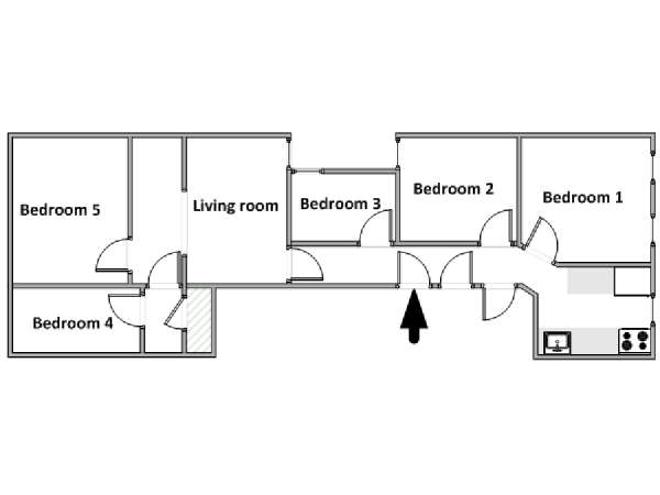 New York 5 Camere da letto stanza in affitto - piantina approssimativa dell' appartamento  (NY-14690)