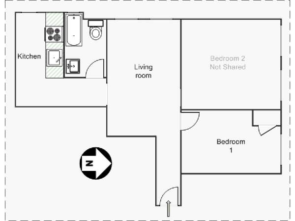 New York 2 Bedroom roommate share apartment - apartment layout  (NY-14700)
