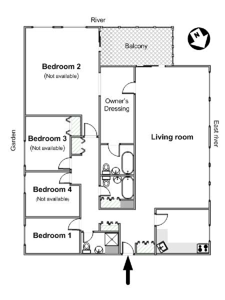 New York 4 Bedroom roommate share apartment - apartment layout  (NY-14708)
