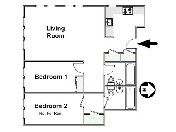 New York 2 Bedroom roommate share apartment - apartment layout  (NY-14710)