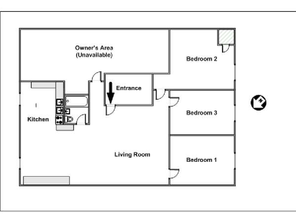 New York 4 Camere da letto stanza in affitto - piantina approssimativa dell' appartamento  (NY-14716)