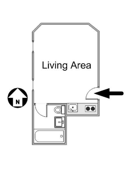 New York Monolocale appartamento - piantina approssimativa dell' appartamento  (NY-14752)