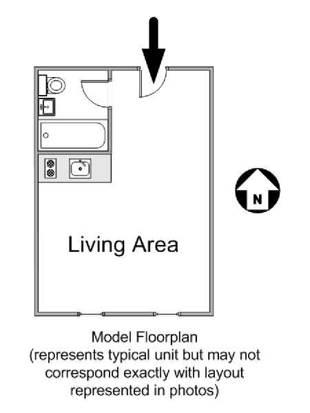 New York Monolocale appartamento - piantina approssimativa dell' appartamento  (NY-14754)