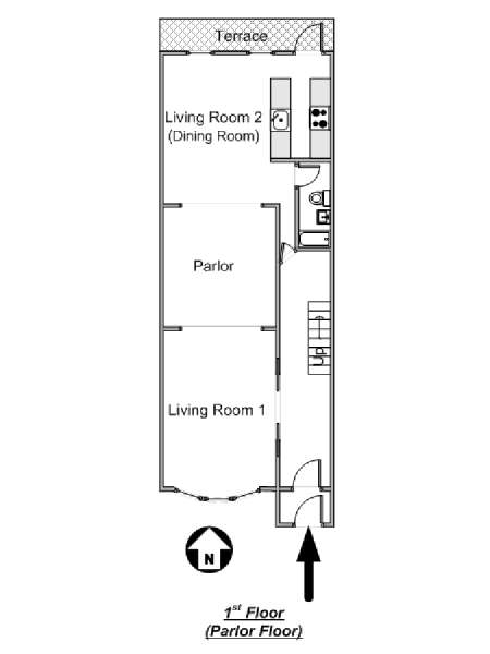 New York 3 Bedroom - Triplex accommodation - apartment layout 1 (NY-14763)