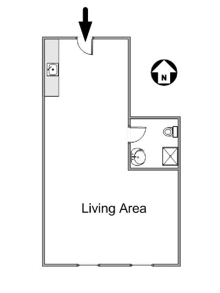 New York Monolocale appartamento - piantina approssimativa dell' appartamento  (NY-14767)