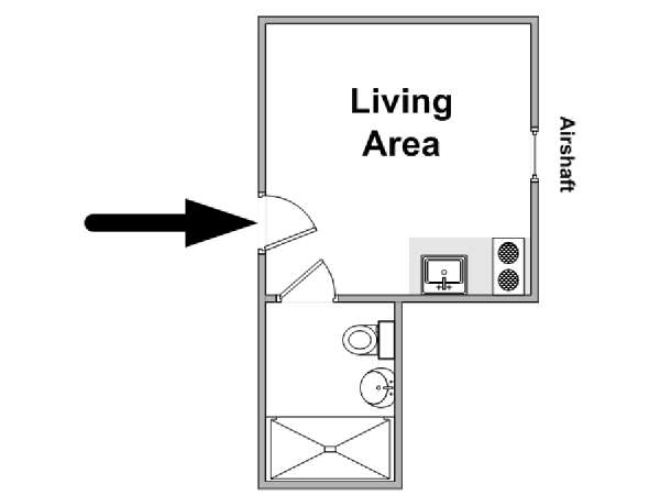 New York Monolocale appartamento - piantina approssimativa dell' appartamento  (NY-14773)