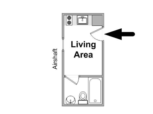 New York Monolocale appartamento - piantina approssimativa dell' appartamento  (NY-14774)