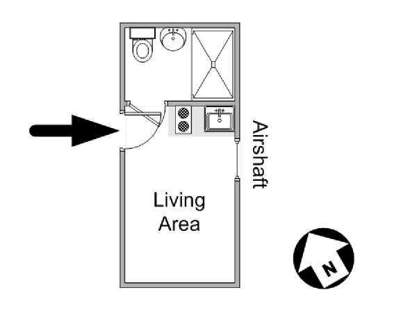 New York Monolocale appartamento - piantina approssimativa dell' appartamento  (NY-14775)