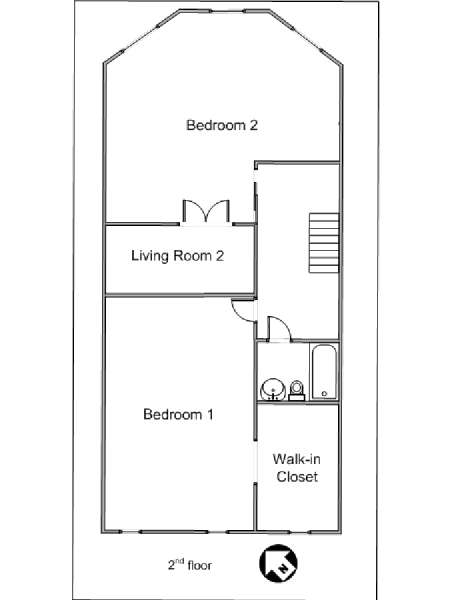 New York 2 Bedroom - Triplex accommodation - apartment layout 3 (NY-14778)