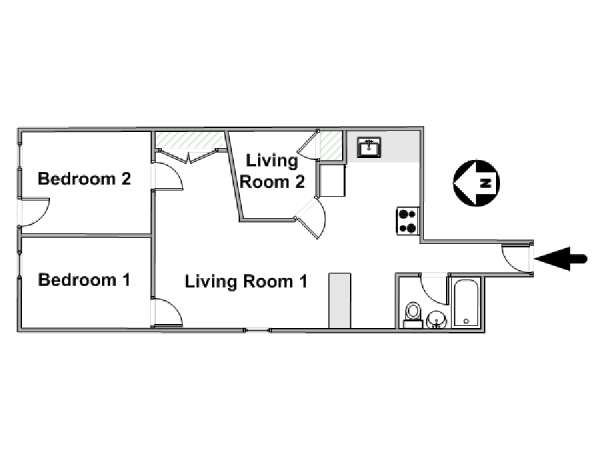 New York 2 Bedroom roommate share apartment - apartment layout  (NY-14810)