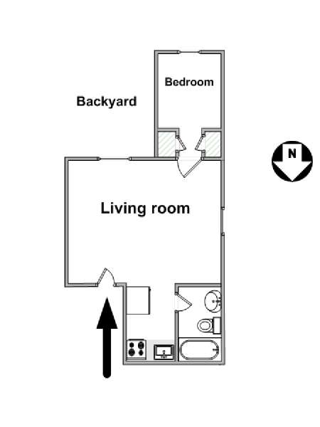 New York 1 Camera da letto appartamento - piantina approssimativa dell' appartamento  (NY-14815)