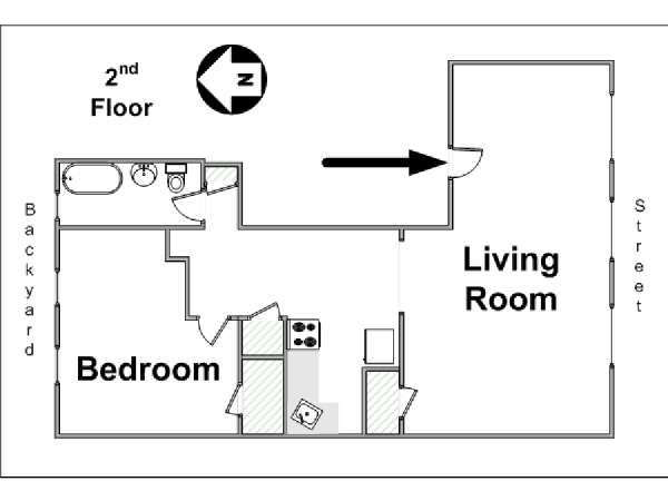 New York T2 logement location appartement - plan schématique  (NY-14849)