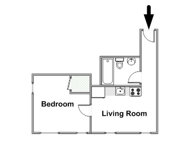 New York 1 Camera da letto appartamento - piantina approssimativa dell' appartamento  (NY-14864)