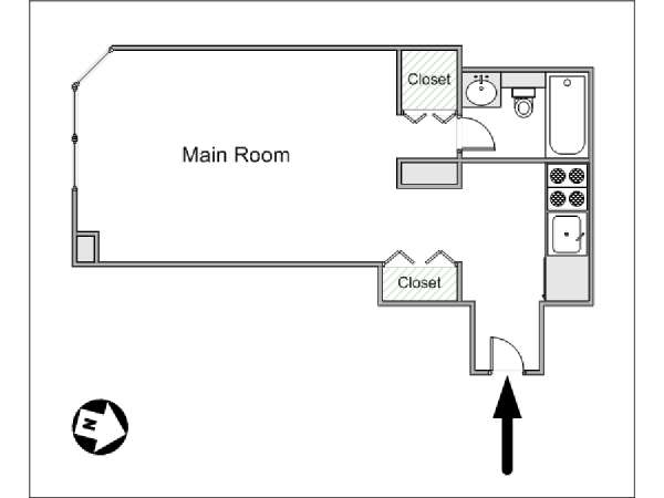 New York Monolocale appartamento - piantina approssimativa dell' appartamento  (NY-14869)