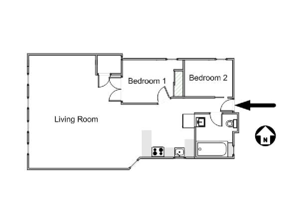 New York 2 Camere da letto appartamento - piantina approssimativa dell' appartamento  (NY-14872)