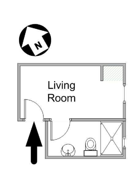 New York Monolocale appartamento - piantina approssimativa dell' appartamento  (NY-14873)