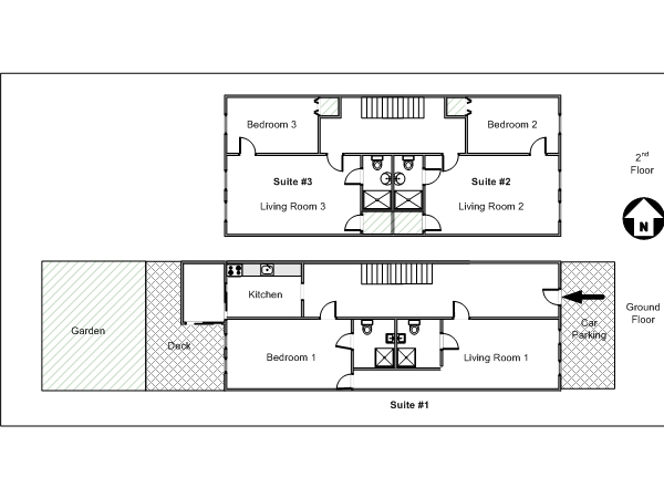 New York 3 Bedroom - Duplex accommodation - apartment layout  (NY-14878)