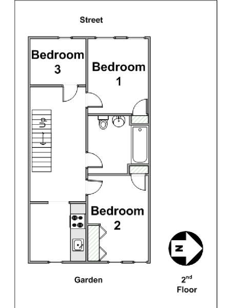 New York 3 Bedroom roommate share apartment - apartment layout  (NY-14895)