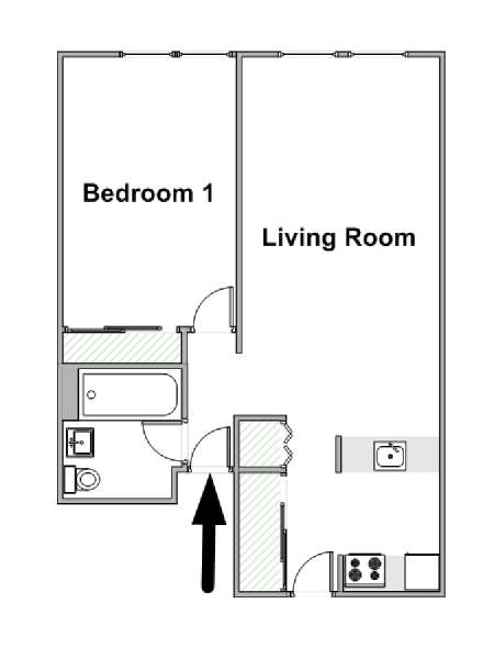 New York 1 Bedroom apartment - apartment layout  (NY-14900)