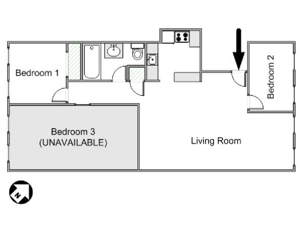 Nueva York 3 Dormitorios - Loft piso para compartir - esquema  (NY-14903)