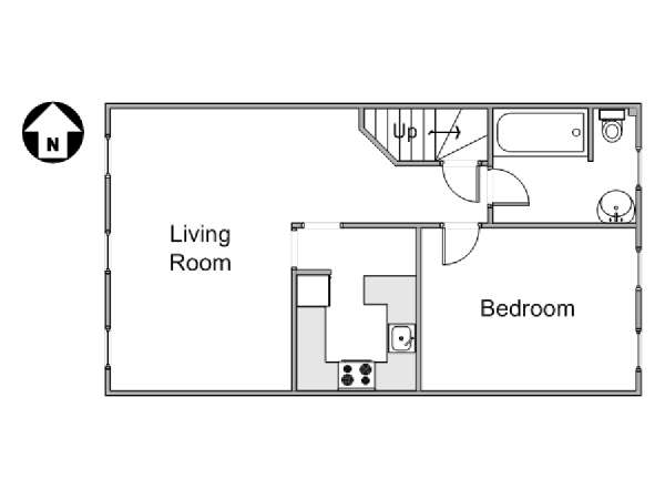 New York 1 Bedroom accommodation bed breakfast - apartment layout  (NY-14905)