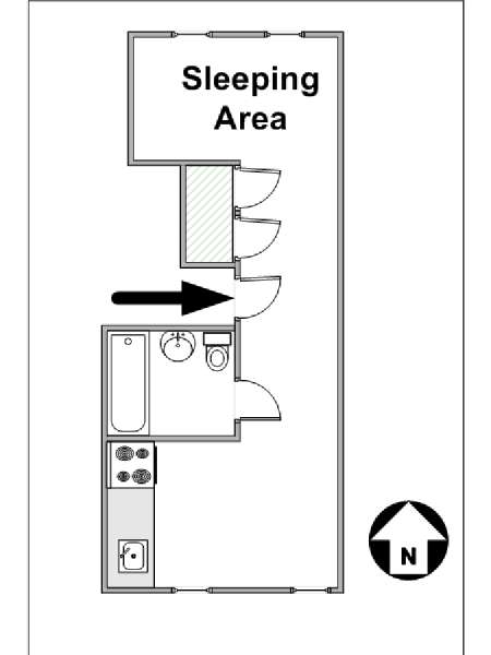New York Grande monolocale appartamento - piantina approssimativa dell' appartamento  (NY-14910)