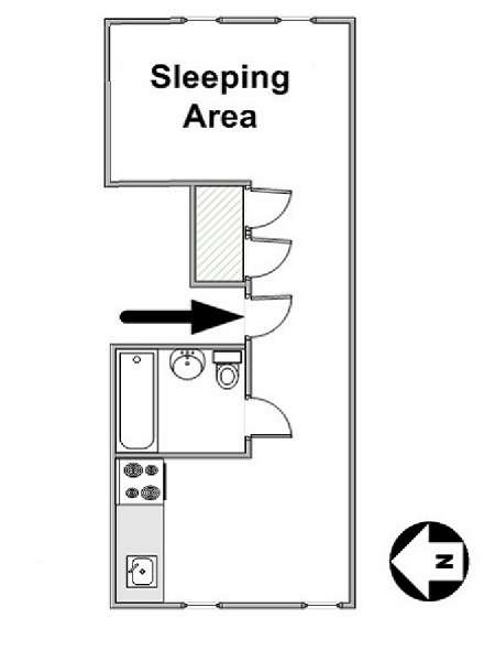 New York Grande monolocale appartamento - piantina approssimativa dell' appartamento  (NY-14911)